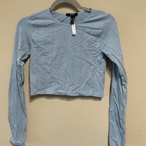 Blue crop top workout shirt
